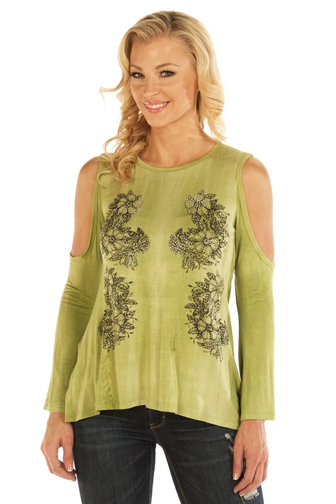 Floral Vines Cold Shoulder green