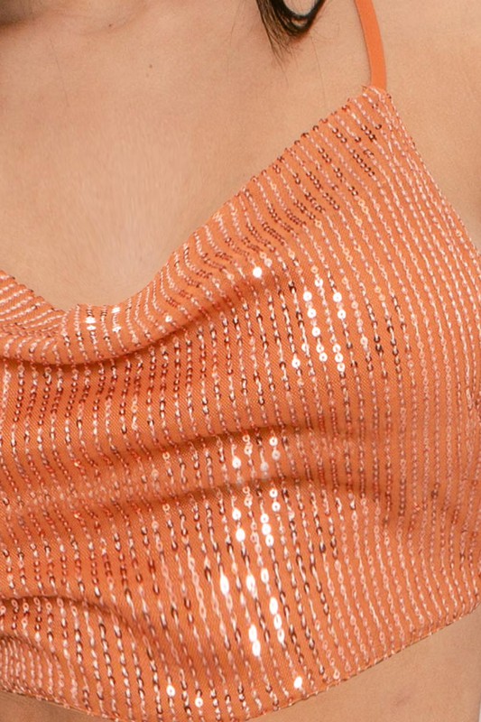 Sequin Loose Crop Top Close
