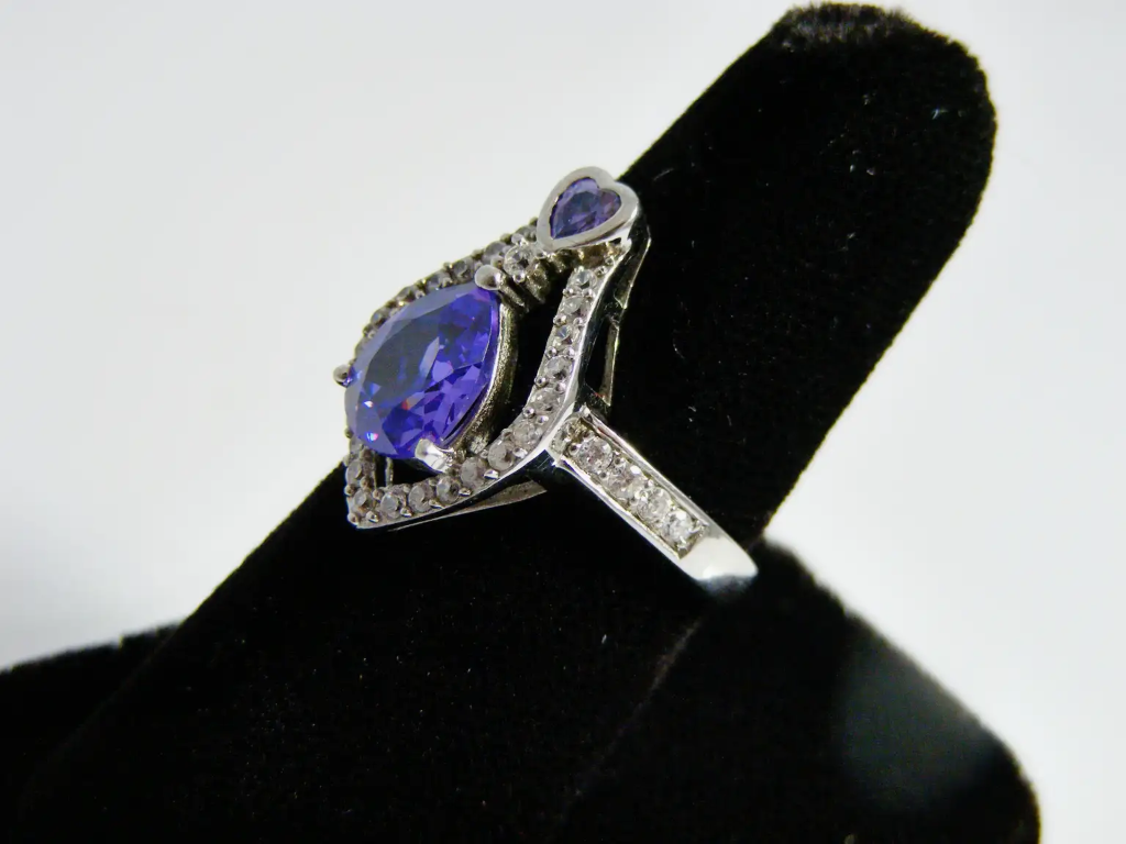 Sterling Silver Modern Ring Purple Teardrop-2