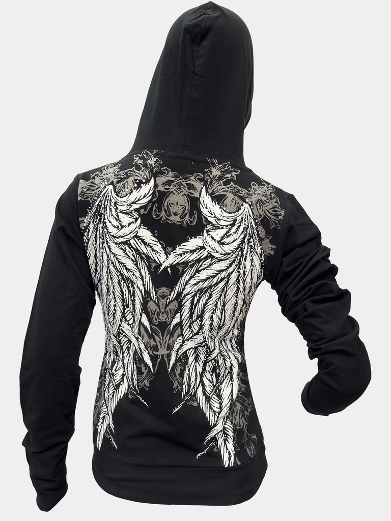 Feathered Angel Wing Zip Up Hoodie back