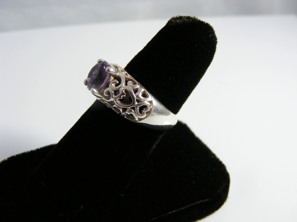 Filigree Sterling Purple Stone Ring 1