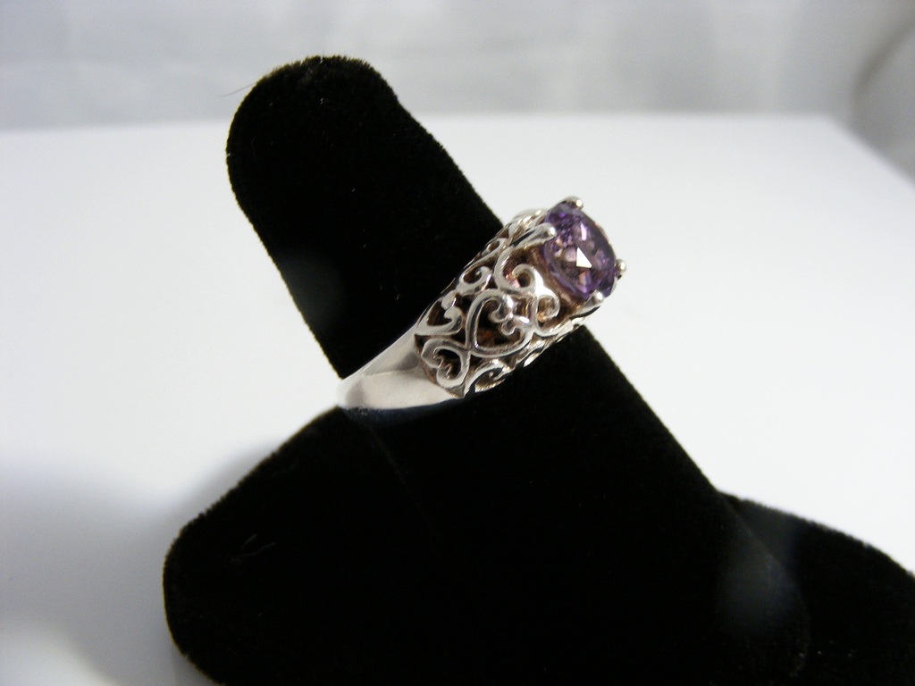 Filigree Sterling Silver Purple Stone Ring 2