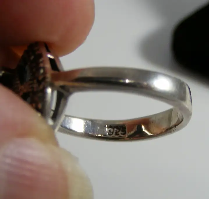 Sterling Silver Garnet Marcasite Stamp