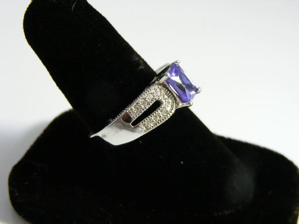 Sterling Silver Ring with Lavender side