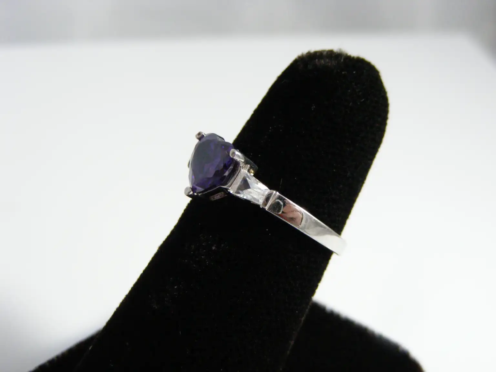 Sterling Silver Purple Heart Ring