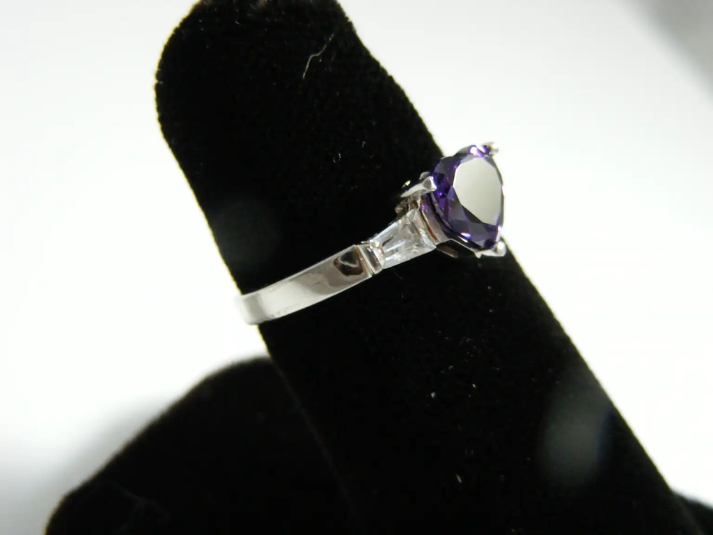 Sterling Silver Purple Heart Ring side