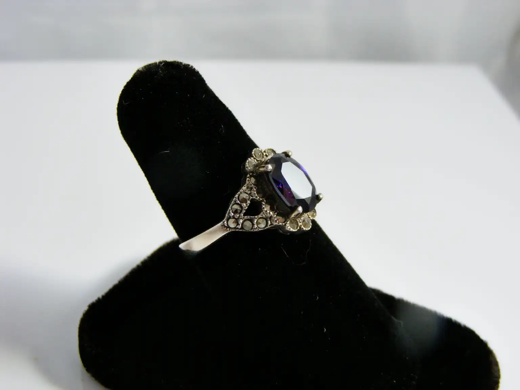 Sterling Silver Genuine Amethyst and Marcasite Side 2