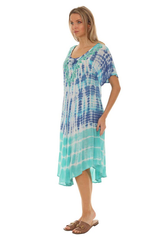 Tie Dye Short Sleeve Midi Dress Side