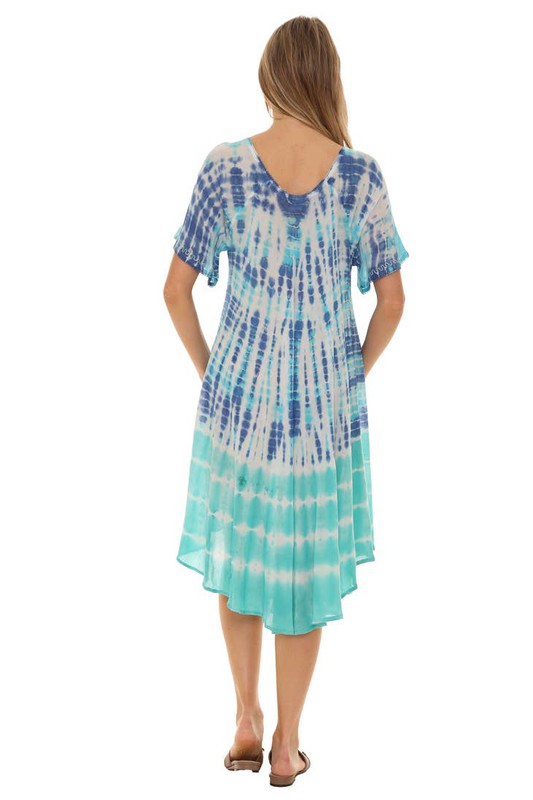 Tie Dye Short Sleeve Midi Dress Back