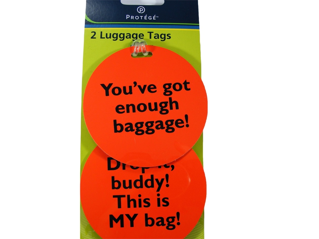 Luggage Tags Orange on card