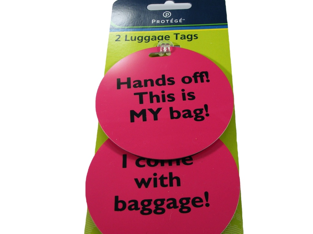 Luggage Tags Pink on card