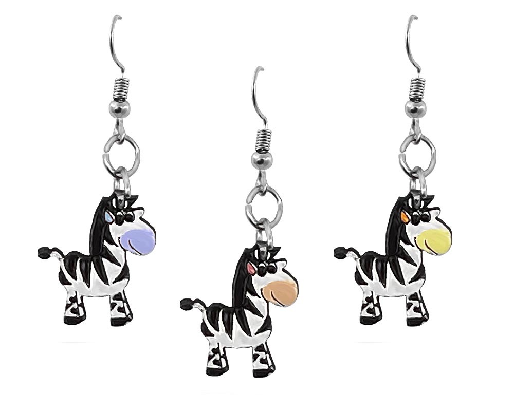 Cute Wood Cut Zebra Earrings