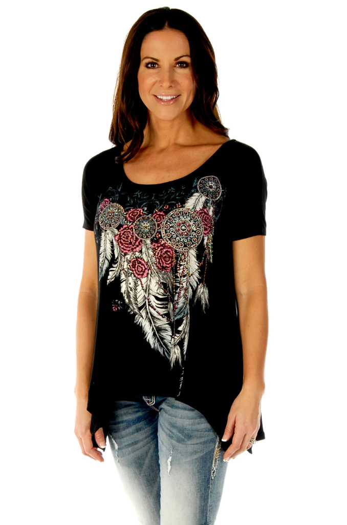  Feathers and Conchos (Medium, Black)