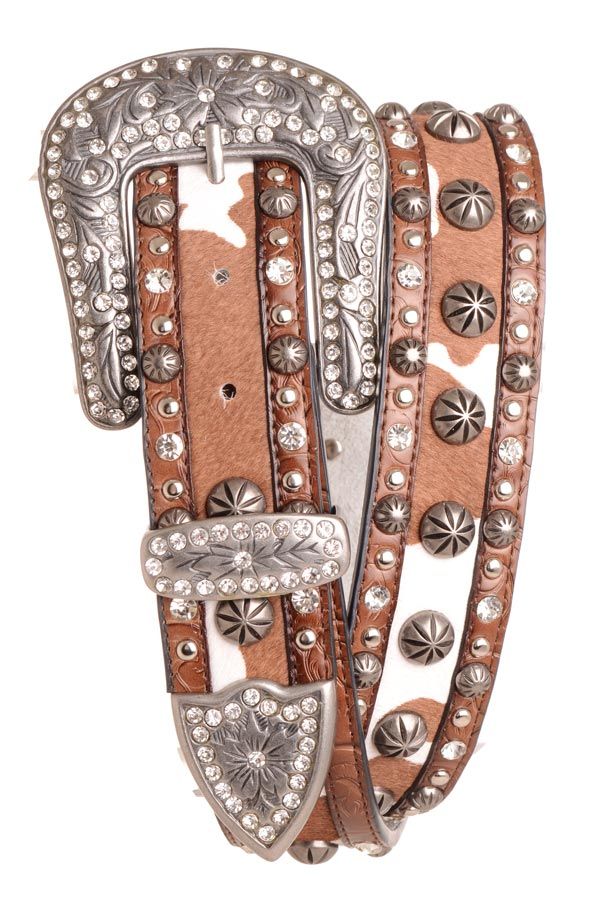 Brown Leather Fur Belt