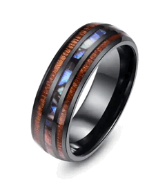 Black with Blue & Wood