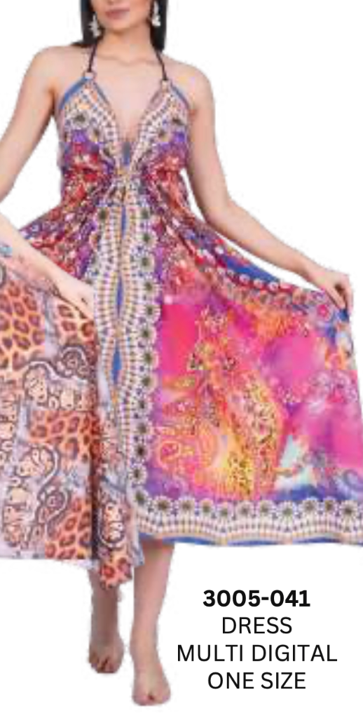 Multi-patterned Halter Dress