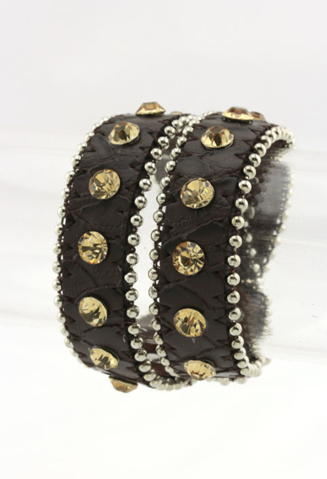 Brown Rhinestone Wrap Bracelet