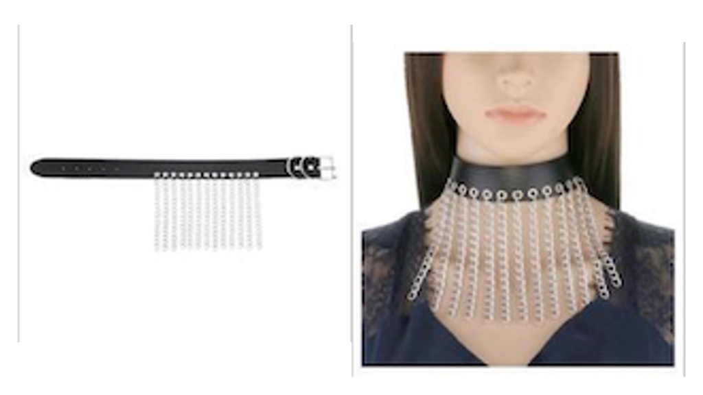 Leather Collar With Straight Chain
