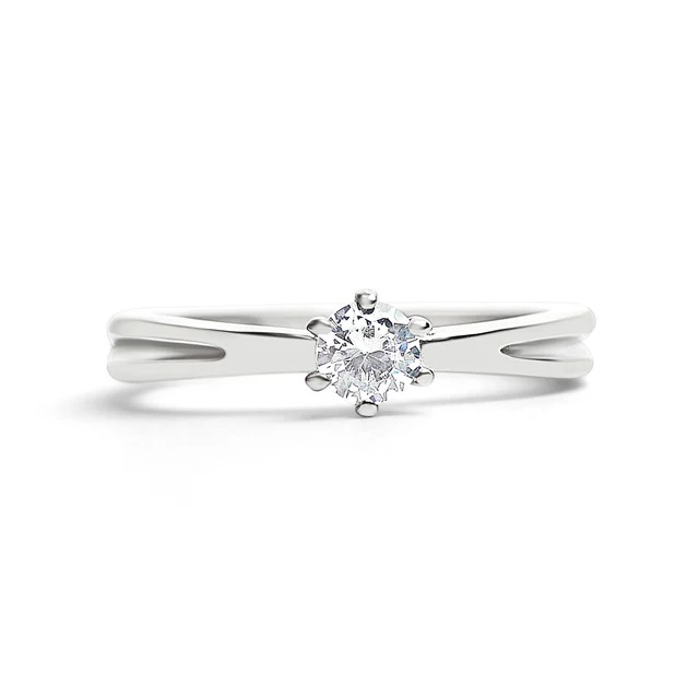 Groove Side Solitaire Stainless Steel Ring