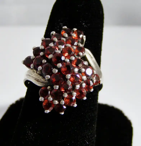 Sterling Silver Garnet Ring Size 8.5