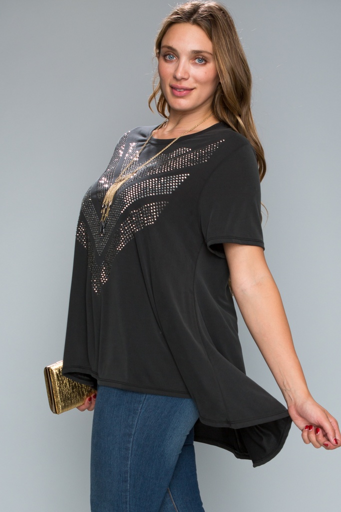  SS Dk Charcoal Stud Tunic 