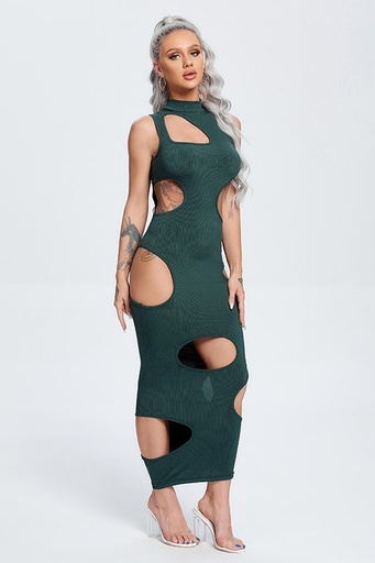 Round Neck Hollow-out Maxi Dress 