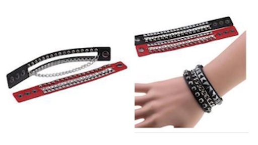 Black Studded Bracelet with Chain