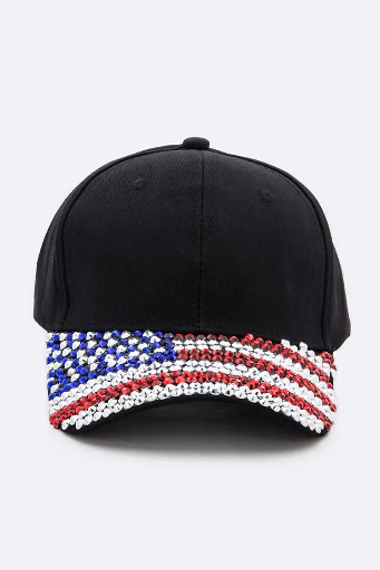 Rhinestone Flag Brim Hat