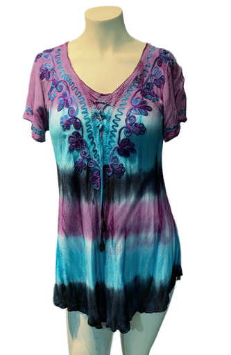 Purple Turquoise Tie Dye Tunic Plus Size